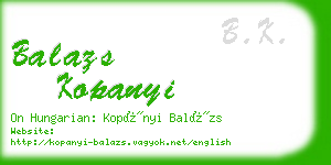 balazs kopanyi business card